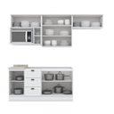 Ver imagem 4 de Cozinha Completa Modulada 6 Peças 100% MDF 7 Portas e Nicho para Microondas Branco/Calcare Emily