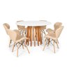Conjunto Mesa de Jantar Talia Amadeirada Branca 120cm com 6 Cadeiras Eiffel Slim - Nude - 1