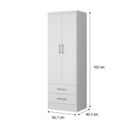 Ver imagem 4 de Guarda Roupas Solteiro 2 Portas 2 Gavetas MDP Sense  