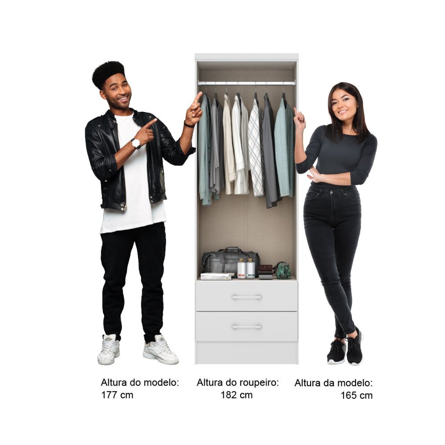 Guarda Roupas Solteiro 2 Portas 2 Gavetas MDP Sense   - 8