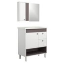 Ver imagem 1 de Conjunto Gabinete de Banheiro Istambul 1 Porta 1 Prateleira MDF - MDP 15mm 80cm Branco com Havana