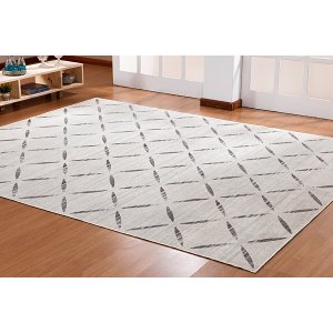TAPETE BELGA 1,40 x 2,00 CINZA BEGE CREME GEOMÉTRICO MODERNO NIAZZI MODERNO / GEOMÉTRICO