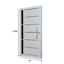 Ver imagem 4 de Porta de Aço Lambri 215x100cm com Friso e Puxador Inox Vidro Lateral Fumê Batente 12cm Qualitysol Ra Branco Ramassol