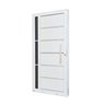 Porta de Aço Lambri 215x100cm com Friso e Puxador Inox Vidro Lateral Fumê Batente 12cm Qualitysol Ra - 3