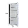 Porta de Aço Lambri 215x100cm com Friso e Puxador Inox Vidro Lateral Fumê Batente 12cm Qualitysol Ra - 4