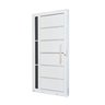 Porta de Aço Lambri 215x100cm com Friso e Puxador Inox Vidro Lateral Fumê Batente 12cm Qualitysol Ra - 1