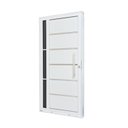 Ver imagem 1 de Porta de Aço Lambri 215x100cm com Friso e Puxador Inox Vidro Lateral Fumê Batente 12cm Qualitysol Ra