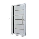 Ver imagem 4 de Porta de Aço Lambri 215x100cm com Friso e Puxador Inox Vidro Lateral Fumê Batente 12cm Qualitysol Ra