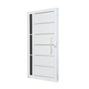 Ver imagem 3 de Porta de Aço Lambri 215x100cm com Friso e Puxador Inox Vidro Lateral Fumê Batente 12cm Qualitysol Ra