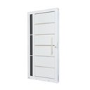 Ver imagem 2 de Porta de Aço Lambri 215x100cm com Friso e Puxador Inox Vidro Lateral Fumê Batente 12cm Qualitysol Ra Branco Ramassol
