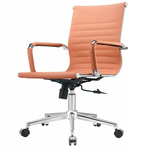 Cadeira Charles Eames Baixa Caramelo Base Cromada - 73489