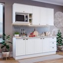 Ver imagem 1 de Cozinha Compacta Modulada 5 Peças com Balcão para Cooktop Espresso Móveis Branco/HP/Calcare