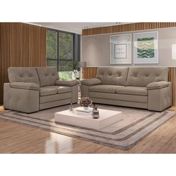 Conjunto de Sofá 2 e 3 Lugares Besthouse Gênova Castor - 1