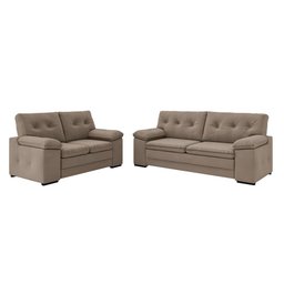 Conjunto de Sofá 2 e 3 Lugares Besthouse Gênova Castor - 2