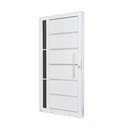 Ver imagem 2 de Porta de Aço Lambri 215x100cm com Friso e Puxador Inox Lateral Vidro Fumê Batente 12cm Qualitysol Ra