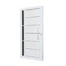 Porta de Aço Lambri 215x100cm com Friso e Puxador Inox Lateral Vidro Fumê Batente 12cm Qualitysol Ra - 2
