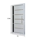 Ver imagem 4 de Porta de Aço Lambri 215x100cm com Friso e Puxador Inox Lateral Vidro Fumê Batente 12cm Qualitysol Ra