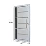 Porta de Aço Lambri 215x100cm com Friso e Puxador Inox Lateral Vidro Fumê Batente 12cm Qualitysol Ra - 4