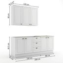 Ver imagem 3 de Cozinha Compacta Modulada 3 Peças 100% MDF com Balcões e Tampo com Furo Cooktop Branca/Calcare Emily