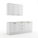 Ver imagem 2 de Cozinha Compacta Modulada 3 Peças 100% MDF com Balcões e Tampo com Furo Cooktop Branca/Calcare Emily