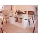 Ver imagem 1 de Mesa De Jantar Mdf Laca Branco Brilho Com Vidro Transparente