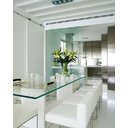 Ver imagem 2 de Mesa De Jantar Mdf Laca Branco Brilho Com Vidro Transparente