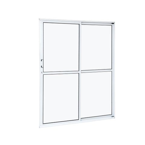 Porta de Aluminio Balcão 210x160cm 2 Folhas com Vidro Liso e Batente 7,9cm Cristal Ramassol