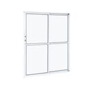 Ver imagem 1 de Porta de Aluminio Balcão 210x160cm 2 Folhas com Vidro Liso e Batente 7,9cm Cristal Ramassol Branco