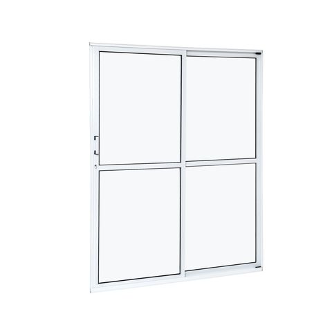 Porta de Aluminio Balcão 210x160cm 2 Folhas com Vidro Liso e Batente 7,9cm Cristal Ramassol Branco