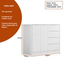 Ver imagem 3 de Conjunto Infantil Guarda Roupa e Cômoda Yumi 100% Mdf Branco Semi Brilho - Sallar Home