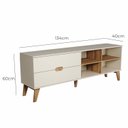 Ver imagem 2 de Rack Bancada Seul para Tv 75 com 2 Gavetas - Off White / Pinho