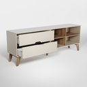 Ver mais imagens de Rack Bancada Seul para Tv 75 com 2 Gavetas - Off White / Pinho