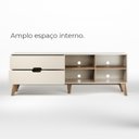 Ver imagem 3 de Rack Bancada Seul para Tv 75 com 2 Gavetas - Off White / Pinho
