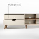 Ver imagem 5 de Rack Bancada Seul para Tv 75 com 2 Gavetas - Off White / Pinho
