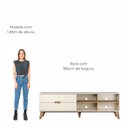 Ver imagem 4 de Rack Bancada Seul para Tv 75 com 2 Gavetas - Off White / Pinho