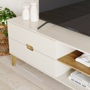 Ver imagem 6 de Rack Bancada Seul para Tv 75 com 2 Gavetas - Off White / Pinho