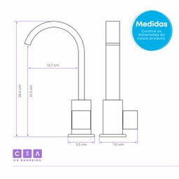 Kit 02 Torneira Lavatório Pia Cuba Banheiro Quadrada Preta Metal 6166 - 7