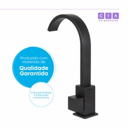 Kit 02 Torneira Lavatório Pia Cuba Banheiro Quadrada Preta Metal 6166 - 4