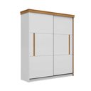 Ver imagem 1 de Guarda Roupa Solteiro 1,9m X 2,2m Portas de Correr 100% Mdf Cor:branco Brilho com Freijó