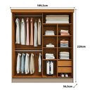 Ver imagem 2 de Guarda Roupa Solteiro 1,9m X 2,2m Portas de Correr 100% Mdf Cor:branco Brilho com Freijó