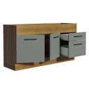 Ver mais imagens de Balcão De Pia 150 Cm 2 Portas E 2 Gavetas Rustic/Cinza