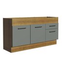 Ver imagem 1 de Balcão De Pia 150 Cm 2 Portas E 2 Gavetas Rustic/Cinza