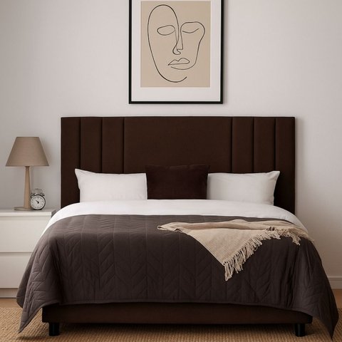 Cabeceira Suede 140 Cm Casal Moderna Frame Estofada Cama Box:marrom