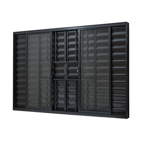 Janela de Alumínio Veneziana 100x120cm 6 Folhas com Grade e com Vidro Liso Ultra Ramassol Preto