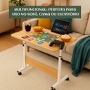 Ver mais imagens de Mesa Home Office Altura Ajustável Rodinhas Computador Cor Madeira Luvinco