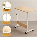Ver imagem 2 de Mesa Home Office Altura Ajustável Rodinhas Computador Cor Madeira Luvinco