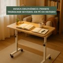 Ver imagem 7 de Mesa Home Office Altura Ajustável Rodinhas Computador Cor Madeira Luvinco