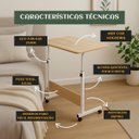 Ver imagem 4 de Mesa Home Office Altura Ajustável Rodinhas Computador Cor Madeira Luvinco