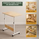 Ver imagem 3 de Mesa Home Office Altura Ajustável Rodinhas Computador Cor Madeira Luvinco