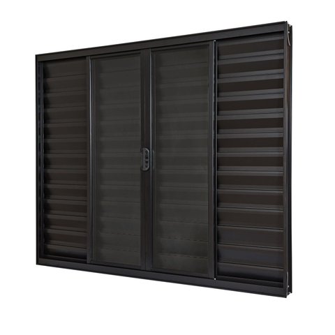 Janela de Alumínio Veneziana 100x120cm 6 Folhas sem Grade e com Vidro Liso Ultra Ramassol Preto